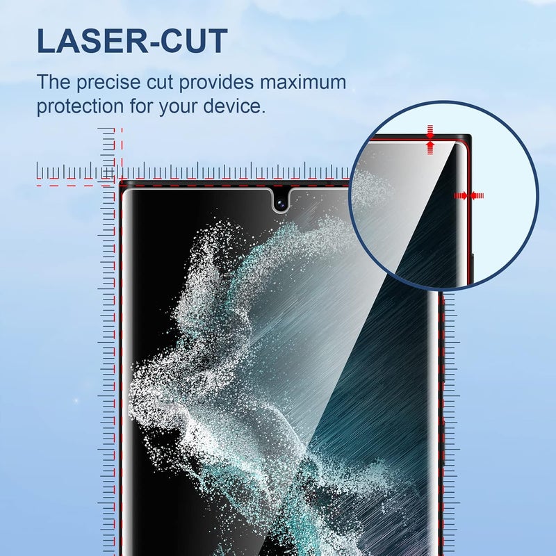 LK 3 Pack for Samsung Galaxy S22 Ultra Screen Protector [Not Glass] [Support Fingerprint Unlock] Bubble Free, with Easy Installation Tool, 3D Curved Max Coverage for S22 Ultra 6.8-inch - Image 3